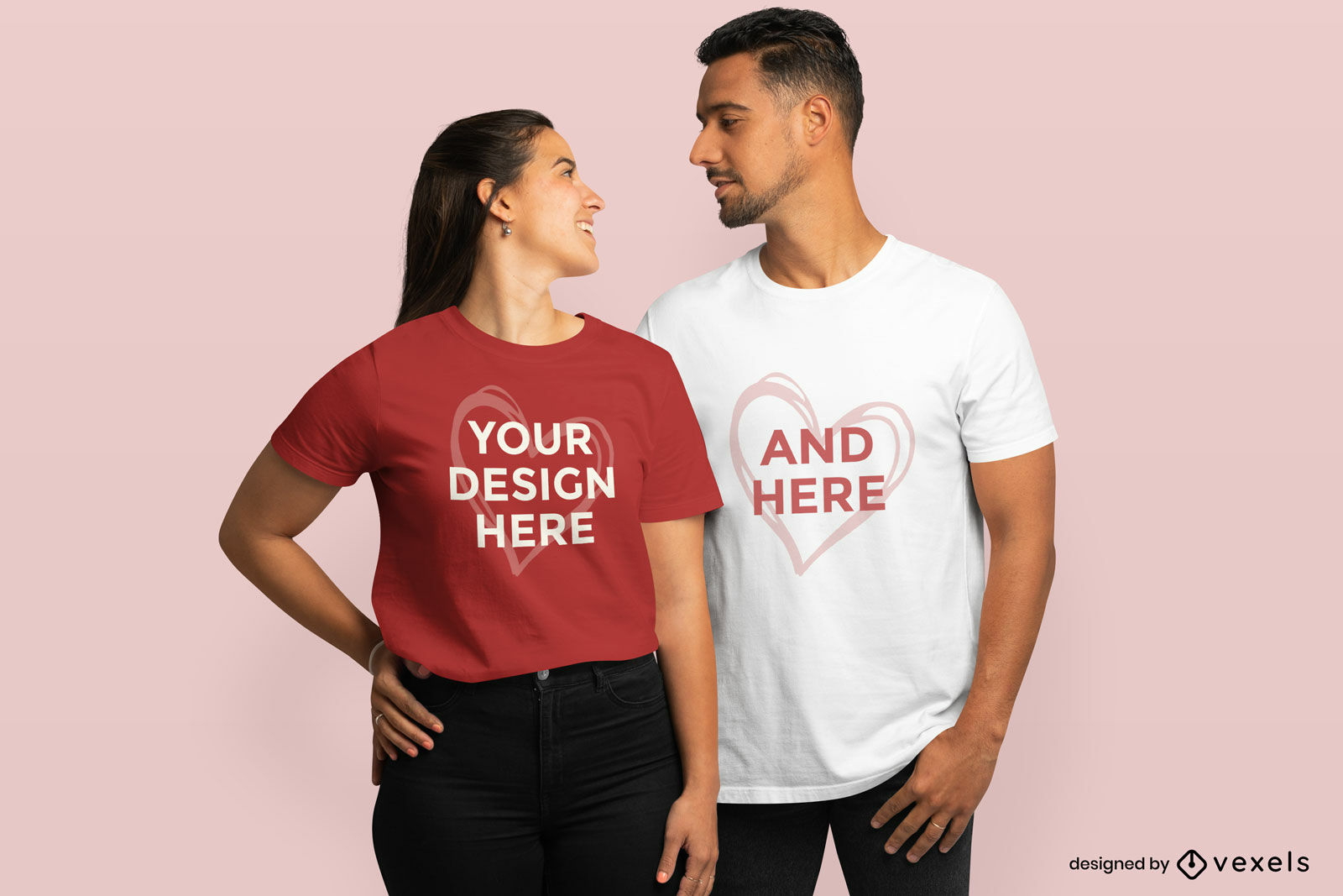 Mockup de camiseta de pareja de san valentín