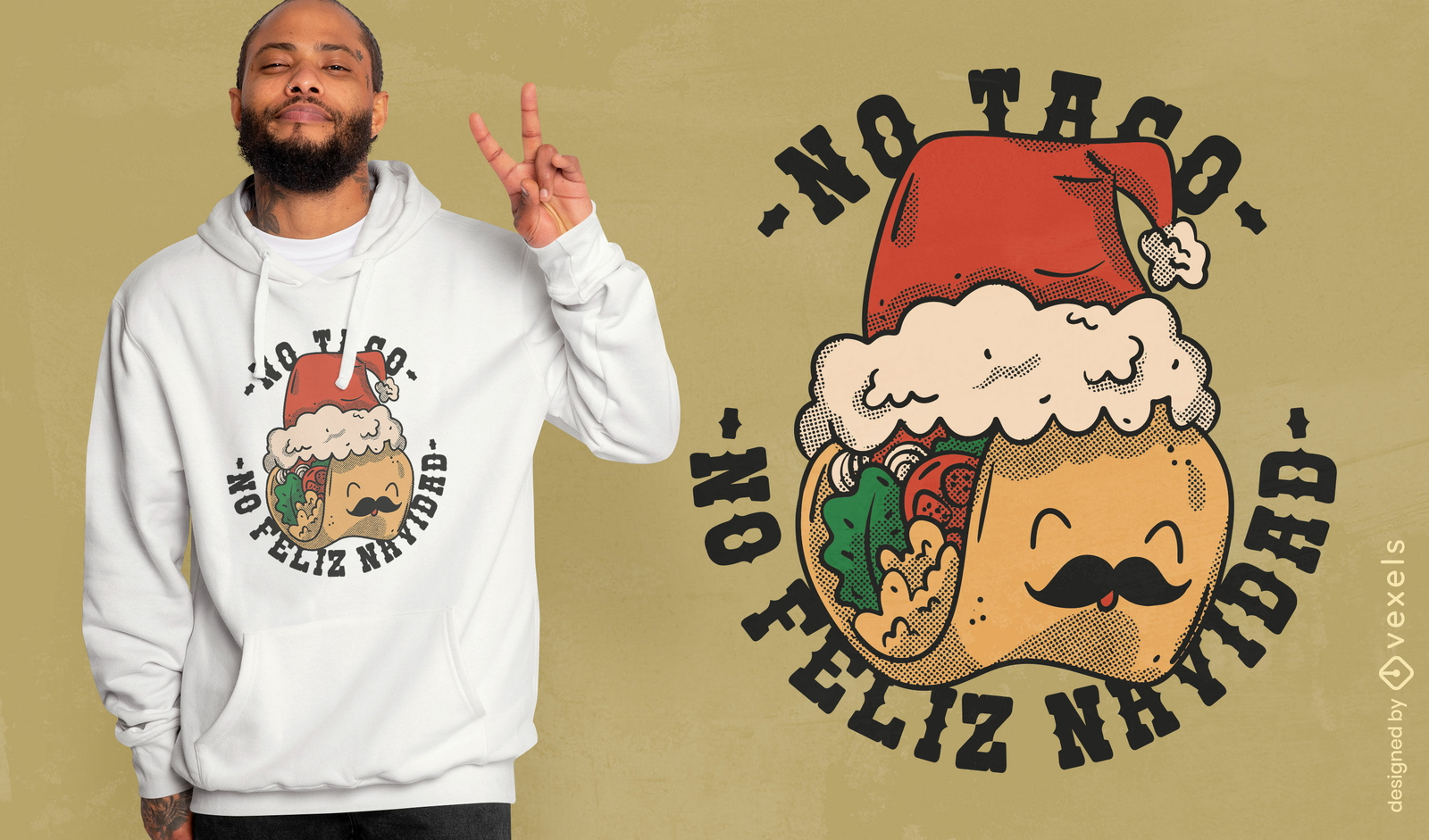 Diseño de camiseta de comida de taco de vacaciones de navidad