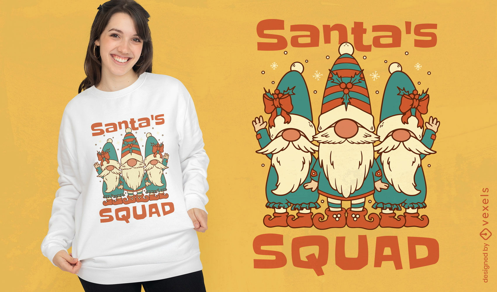 Diseño de camiseta de escuadrón de gnomos de santa claus