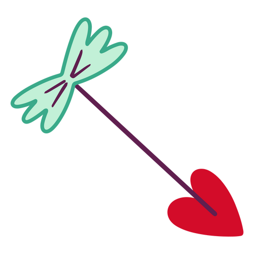 Flecha en forma de corazón con un corazón rojo Diseño PNG