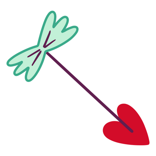 Heart shaped arrow with a red heart on it PNG Design