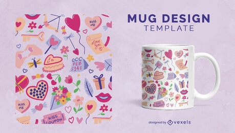 Valentines day holiday elements mug design