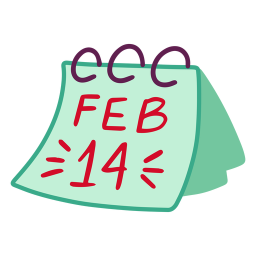 Calendario con la palabra 14 de febrero escrita en ?l. Diseño PNG