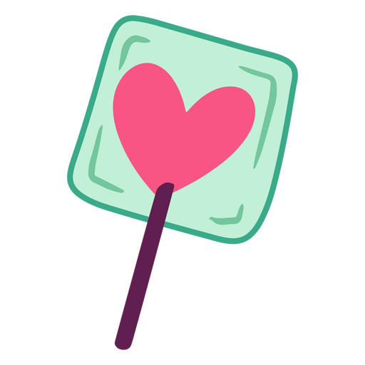 Heart shaped lollipop on a stick PNG Design