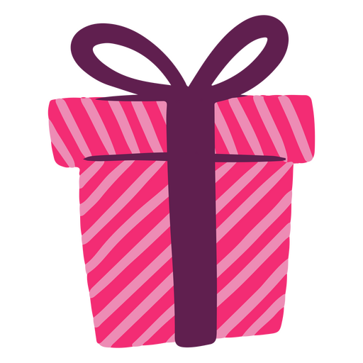 Pink gift box with purple ribbon PNG Design
