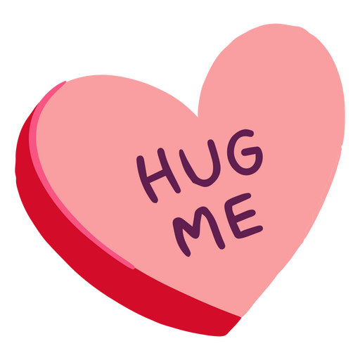 Pink heart with the word hug me written on it PNG Design