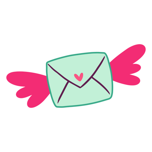 Umschlag mit Flügeln und einem Herz darauf PNG-Design