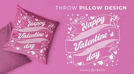 Diseño de almohada de tiro con letras del día de san valentín