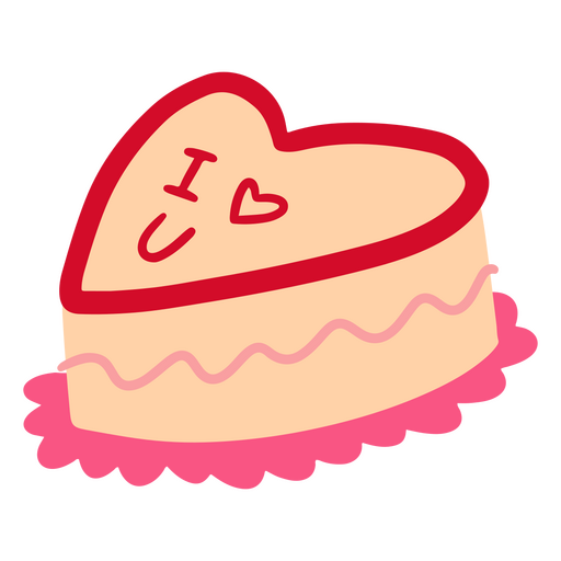 Heart shaped cake with i love you written on it PNG Design