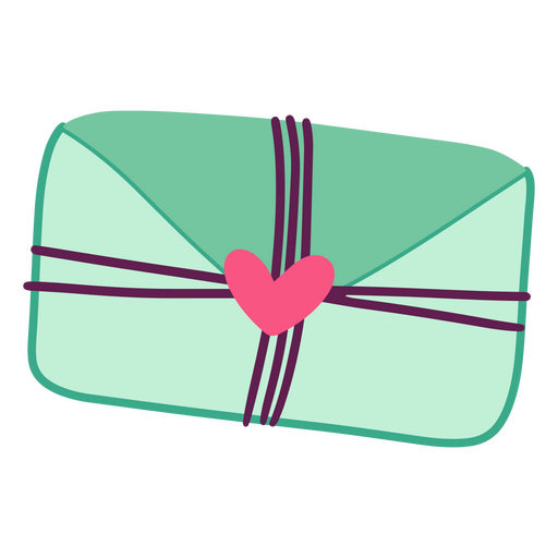 Envelope com um coração amarrado Desenho PNG