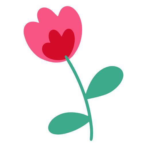 Diseño Png Y Svg De Flor Rosa Con Hojas Verdes Para Camisetas 3289