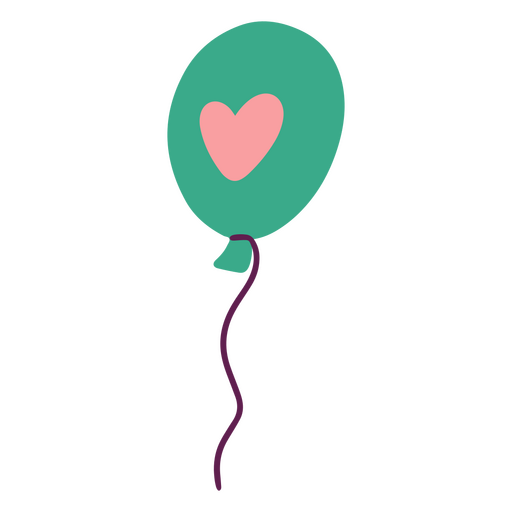 Green balloon with a pink heart on it PNG Design