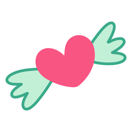 Pink heart with wings PNG Design
