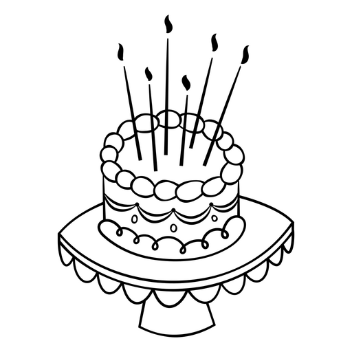 Ilustração encantadora de bolo de aniversário com velas Desenho PNG
