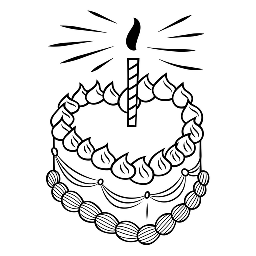 Ilustração elegante de bolo em forma de coração com design de vela Desenho PNG