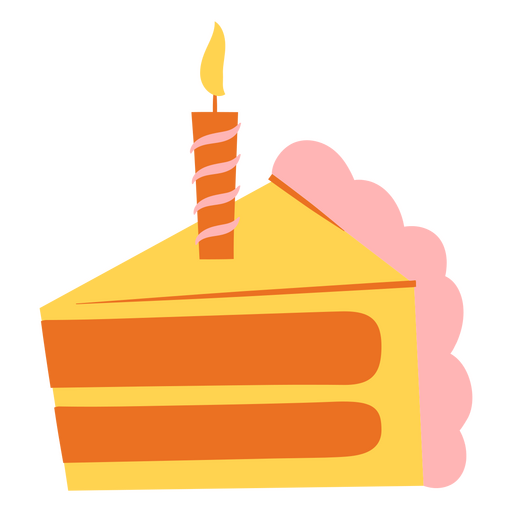 Pedaço de bolo amarelo com uma vela Desenho PNG