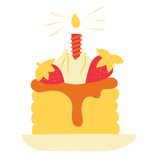 Panqueques de cumpleaños con una vela. Diseño PNG