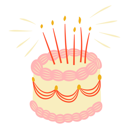 Birthday cake with lit candles PNG Design