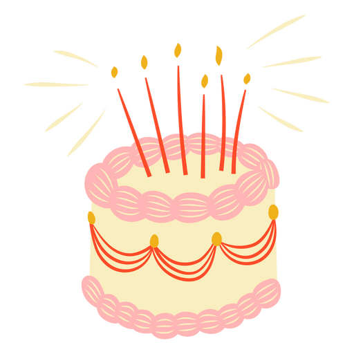 Bolo de aniversário com velas acesas Desenho PNG