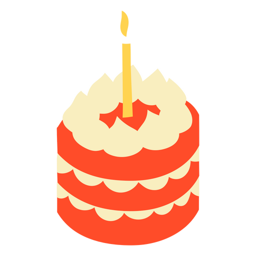 Orangefarbener Geburtstagskuchen mit einer Kerze darauf PNG-Design