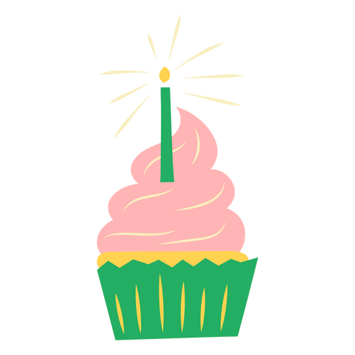 Cupcake with a lit candle on it PNG Design