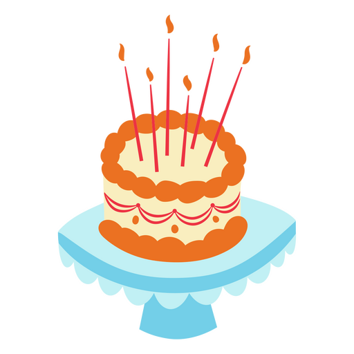 Bolo de aniversário com velas num prato Desenho PNG