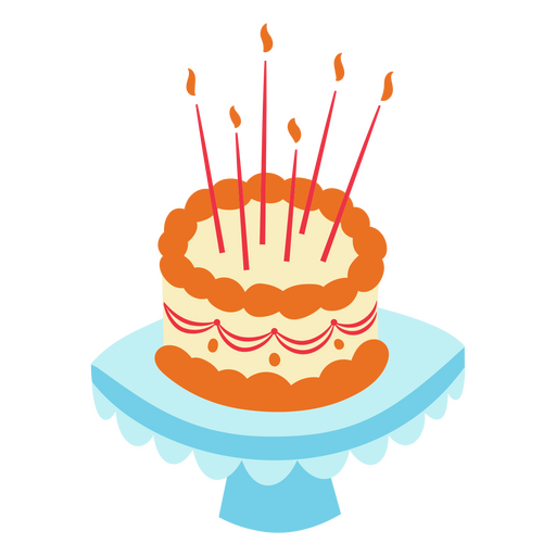 Geburtstagstorte mit Kerzen auf einem Teller PNG-Design
