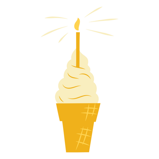 Ice cream cone with a candle on it PNG Design