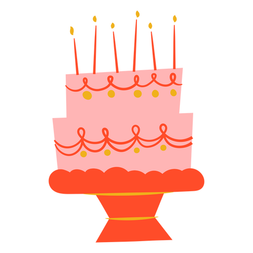 Birthday cake with candles on orange plate PNG Design