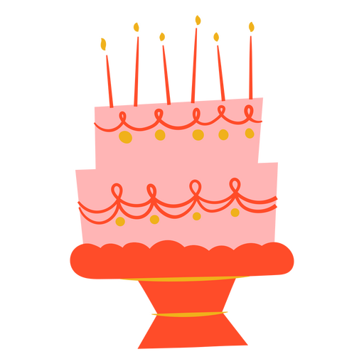 Pastel de cumpleaños con velas en plato naranja Diseño PNG