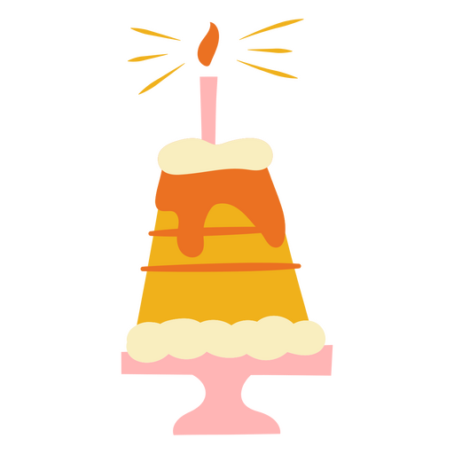 Birthday cake with a candle on top PNG Design
