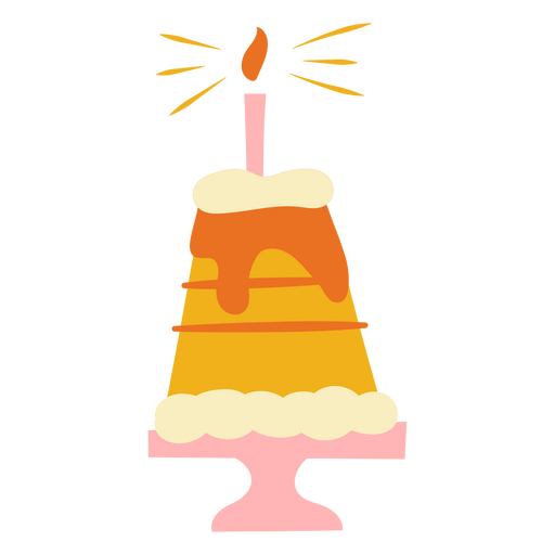 Bolo de aniversário com vela em cima Desenho PNG