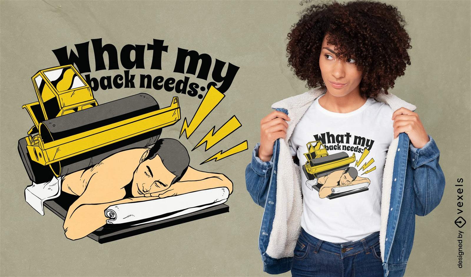 Funny steamroller massage t-shirt design