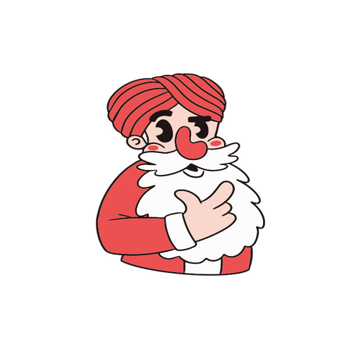 Papai Noel dos desenhos animados usando um turbante Desenho PNG