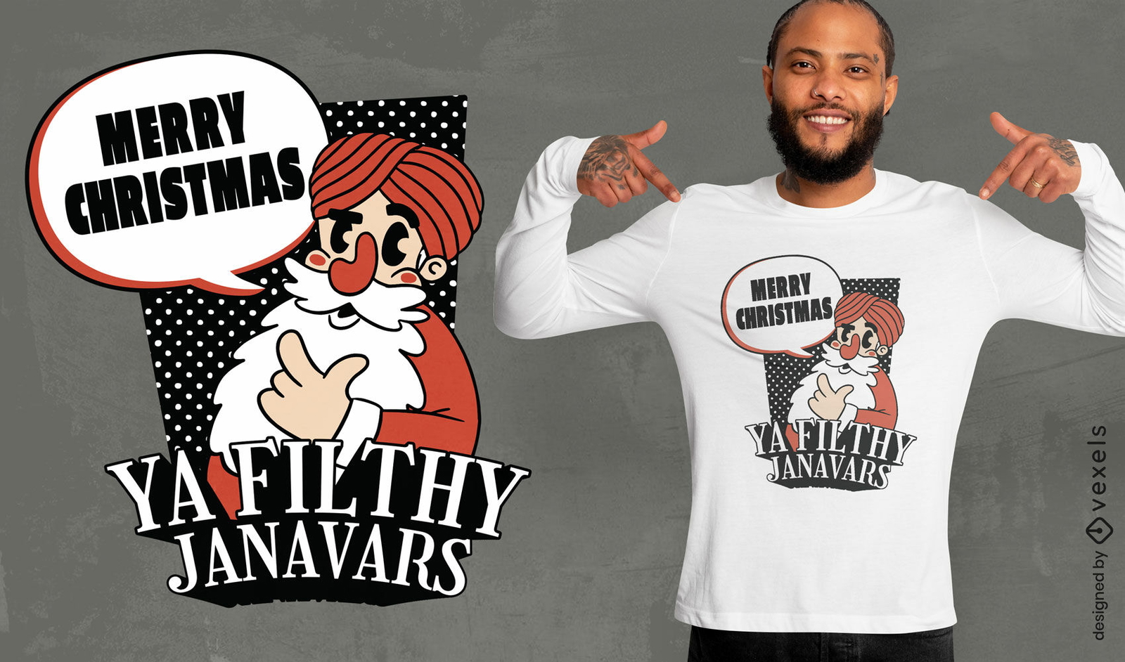 Diseño de camiseta de navidad de santa claus musulmán