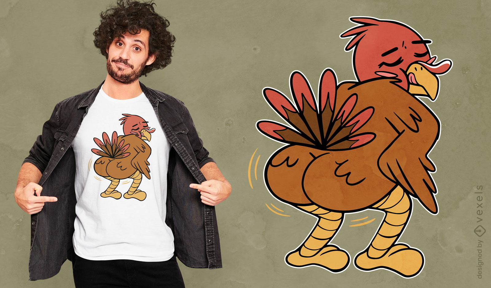 Diseño de camiseta de pavo animal twerking