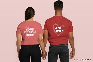 Maqueta de camiseta de espalda de pareja