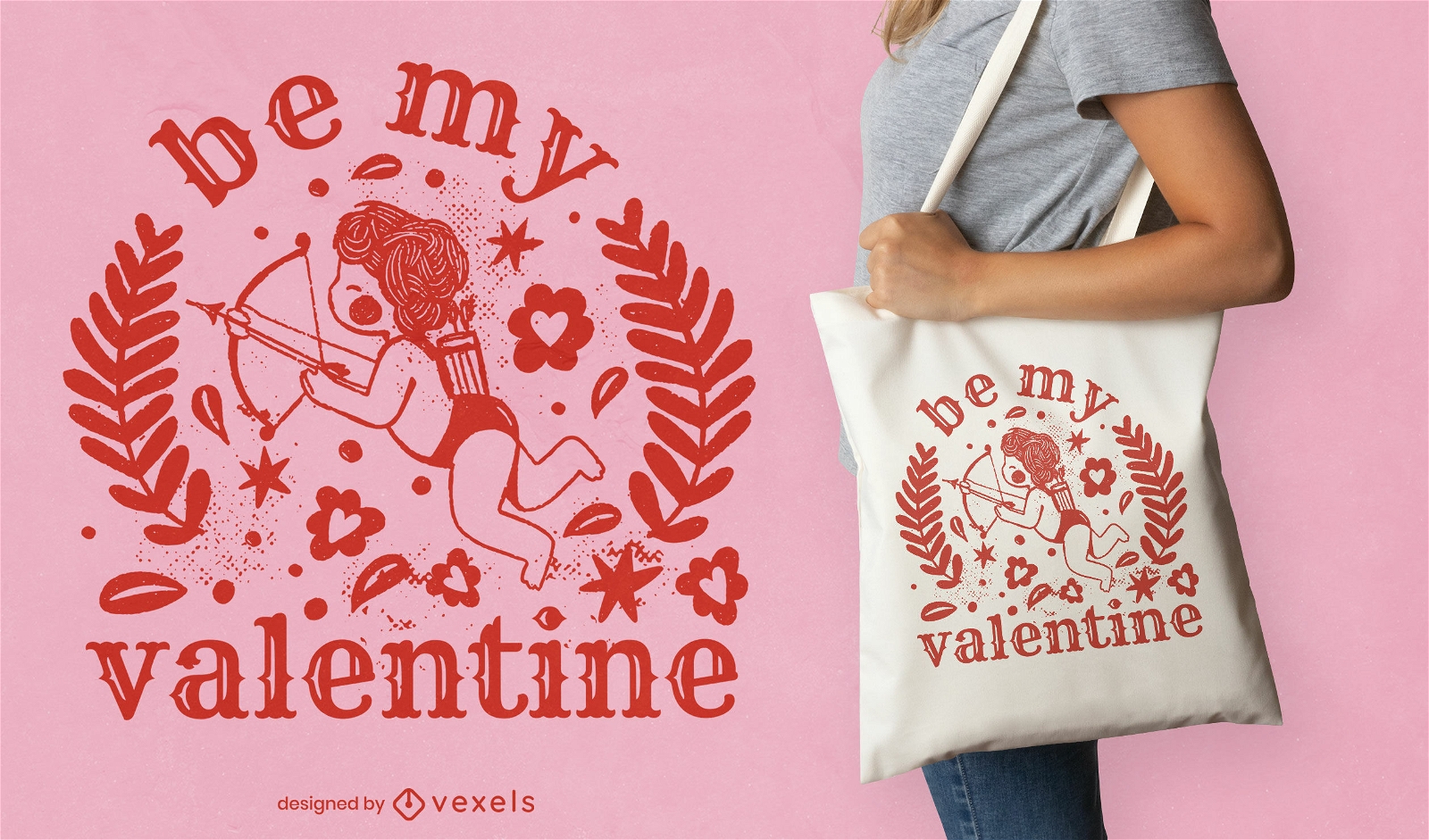 Be my Valentine Cupid tote bag design