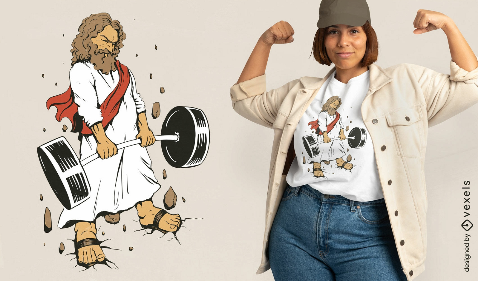Design de camiseta esportiva de levantamento de peso de Jesus