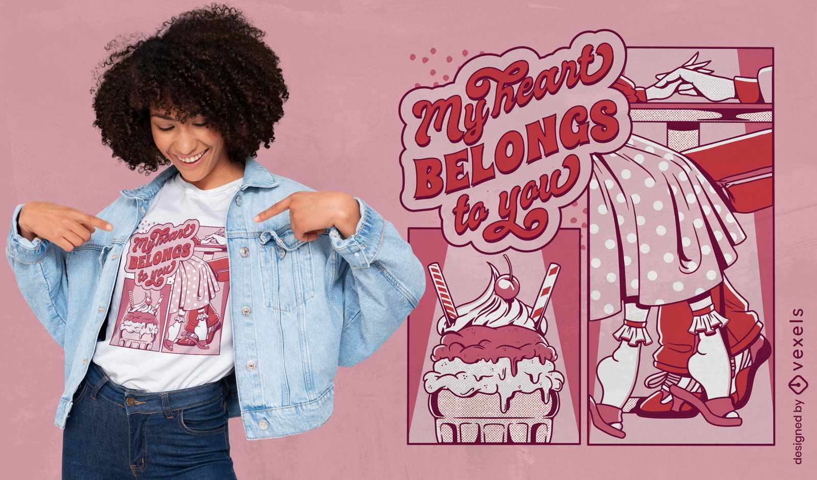 Milkshake date love comic t-shirt design