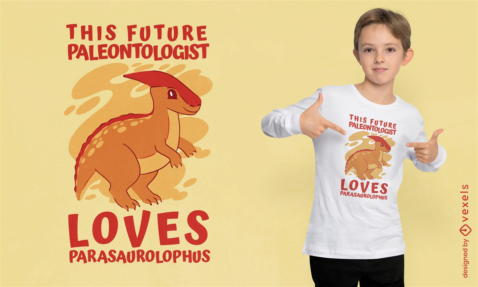 Lindo diseño de camiseta de dinosaurio animal.