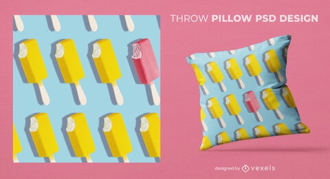 Ice cream bite throw pillow design