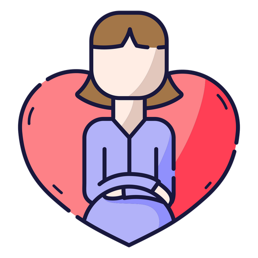 Mujer en un icono en forma de corazón Diseño PNG