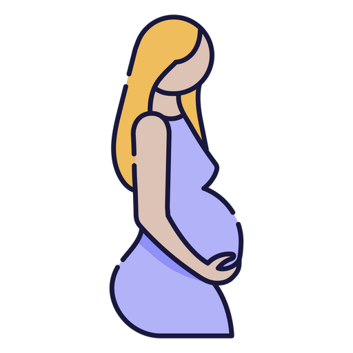 Mujer embarazada con un vestido azul Diseño PNG