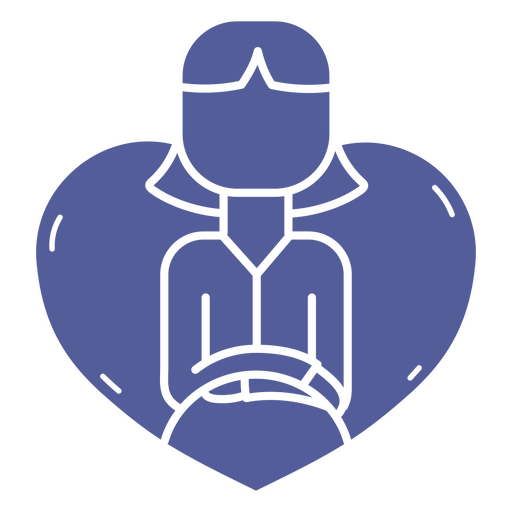 Icono de una mujer en forma de corazón. Diseño PNG