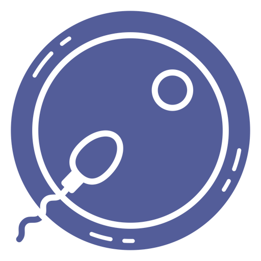 Icono azul de un espermatozoide y un óvulo. Diseño PNG
