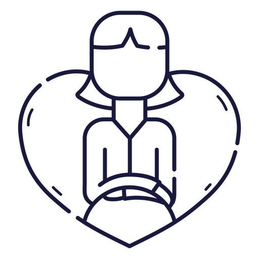 Icono de línea de una mujer en forma de corazón. Diseño PNG