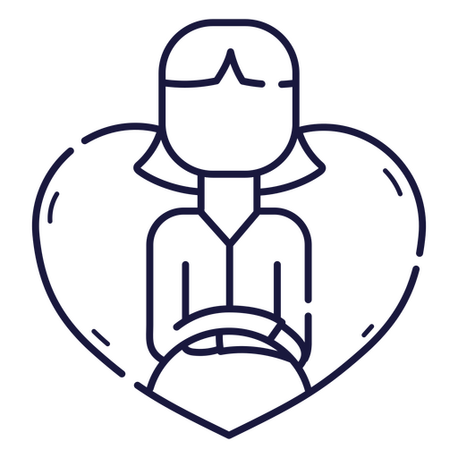 Line icon of a woman in a heart shape PNG Design