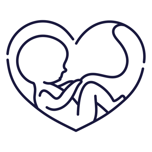 Ícone de linha de um bebê em forma de coração Desenho PNG