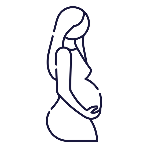 Silhouette of a pregnant woman stroke PNG Design